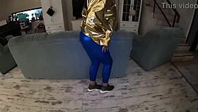 shiny cameltoe goddess teases spanks deepthroats rough doggy double cumshots