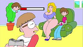 she flashes erotically on the sofa comic style