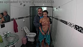 milf sneaks backstage shower bareback blowjob big ass pussy wet party