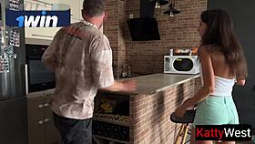 Wife sneaks blowjob while husband cooks dinner!