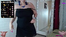 Hot russian mature strips teasing shaved pussy in dirty housewife dance