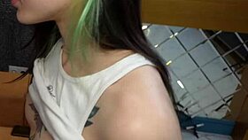 tattooed college babe cheats doggystyle cowgirl riding moaning quickie