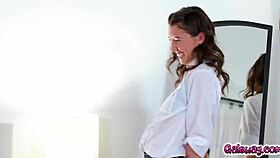 jane wilde and maya woulfe share a playful kiss and get cozy