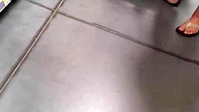 oversized woman fills out jeans with her massive curves perfectly