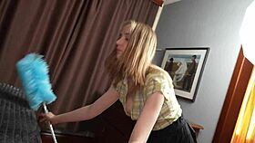 shy busty blonde babysitter tempts daddy then joins wife for secret threesome