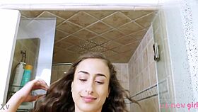 that attractive brunette teen stepped into the shower feeling all refreshed
