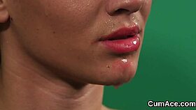 WOW! Horny Beauty Gulps Massive Cum Facial Load!