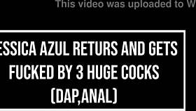 perfect brazilian jessica azul gaped by three huge cocks dap