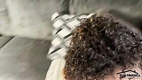 Petite babe gulps huge bbc then gets her tight hole stretched wide