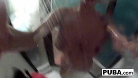 nikita von james showers rubbing big tits and wet pussy solo