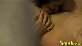 Japanese lesbians explore outdoor pussy licking and nipple sucking