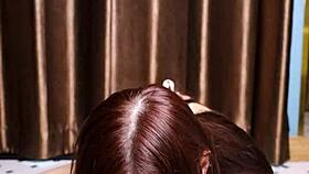 Why does petite Asian slut suck dildo before footjob tease?