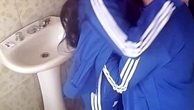 latina schoolgirl caught fucking classmate in bathroom doggystyle