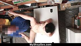 teen in costume caught by guard, bends over for rough pussy fuck