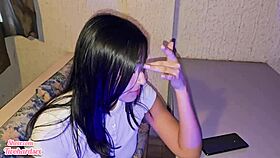 roommate drills college babe's wet pussy dorm doggystyle closeup