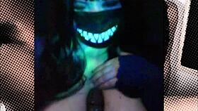 can this chubby goth milf handle that huge dildo on her big tits? 🤯🍆💦