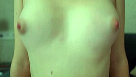 petite amateur babe plays puffy nipples on small natural tits up close sexy tease