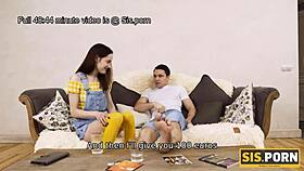 guy scores bet win and dives into hot sex with skinny russian teen in reality play