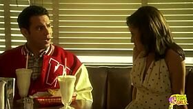 brunette and blonde girlfriends kiss passionately on bed craving lesbian orgasms