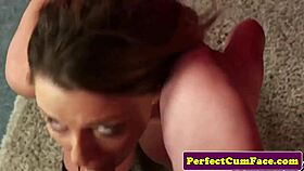 look at this bigtitted babe snag facial after sloppy blowjob