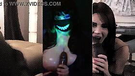 can this chubby goth milf handle that huge dildo on her big tits? 🤯🍆💦