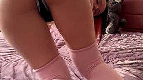 Huge ass petite redhead college gym girl teases feet and small tits seductively