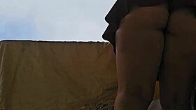 naughty maid flashes big ass under skirt balcony