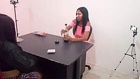 Latina best friends heat up poker game with body teasing and flashing