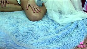 Seductive ponytail dance teases into skinny brunette's orgasmic bed frenzy