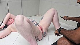 pregnant wife calls cuckold to shave her pussy in bathroom steamy interracial session