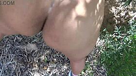 Amateur milf pisses, fucks and creampies public style