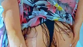 Stunning brazilian brunette babe showers wet in black thong panties