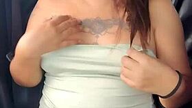 damn look at me flashing my panties and huge tits on the highway in lingerie slut mode!