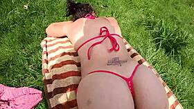 43yo redneck milf flashes huge ass in thong bikini at beach 😈🏖️🍑