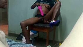 boss hammers his slut wife pussy as maid watches vibrating her tight hole