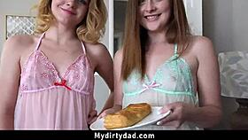 Lucky guy pounds petite teens doggystyle with huge cock