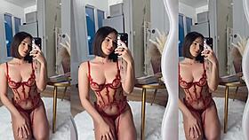 cute petite latina babe rides her massive dildo to juicy orgasm