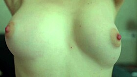 petite amateur babe plays puffy nipples on small natural tits up close sexy tease