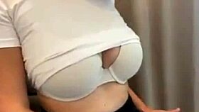 hey check out this milf flashing her bra in a short skirt