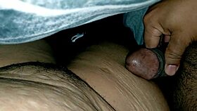 big ass wife shares bed leading to creampie doggystyle pounding