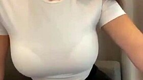 hey check out this milf flashing her bra in a short skirt