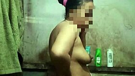 heart racing indonesian housewife bares big tits and pussy in steamy naked bath