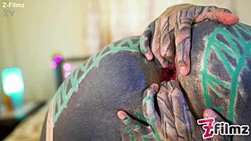 Tattooed goth fingers pussy ass toys anal gapes huge prolapse