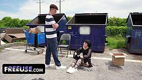 Homeless goth girl turns preppy cockslut after one filthy shower deepthroat pounding