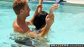 big tits redhead milf trades curves for cash in steamy water polo romp