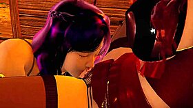 sharlea and glyssha lick each other's succubus pussies
