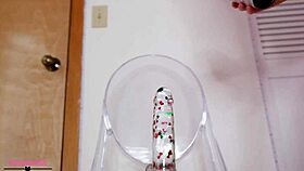 Creamy Christmas dildo play with blonde's tight pussy 🎄✨