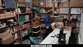 skinny teen shoplifter caught stuffing clothes in changing room gets fucked by cop