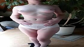 Fit round ass babe strips panties in hd