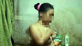 heart racing indonesian housewife bares big tits and pussy in steamy naked bath